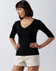 V Neck Rib Top - Bhoomi