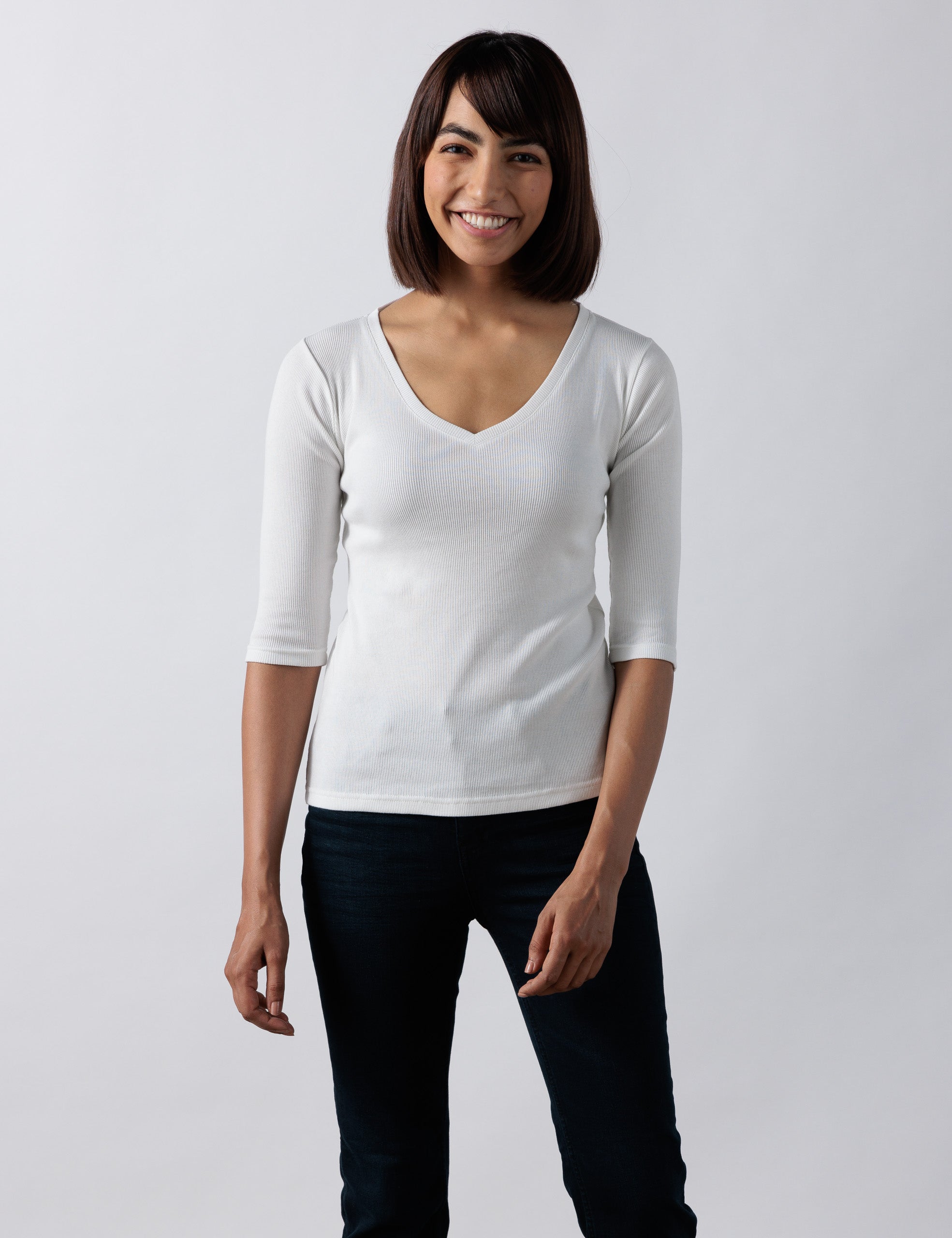 V Neck Rib Top - Bhoomi