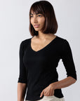 V Neck Rib Top - Bhoomi